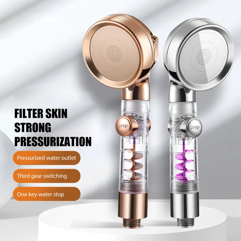 GEE-N High Pressure Filtered Turbo Shower Head Abs 3 Setting Handheld Shower for Bath Wash
