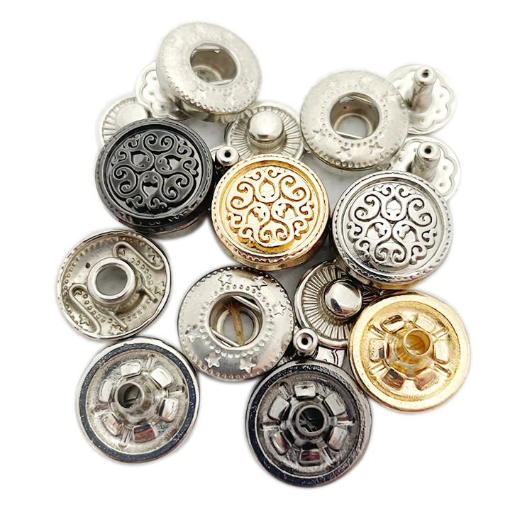 Fashion design engraved Custom Metal logo Snap Buttons For bags