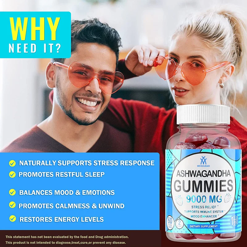 Organic Immune Support Natural Ashwagandha Gummies For Deep Relaxation And Sleep Improvement