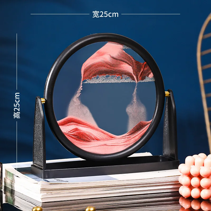 25CM Moving Sand Art Picture Round Glass 3D Hourglass Deep Sea Sandscape Quicksand Painting For Home Decor