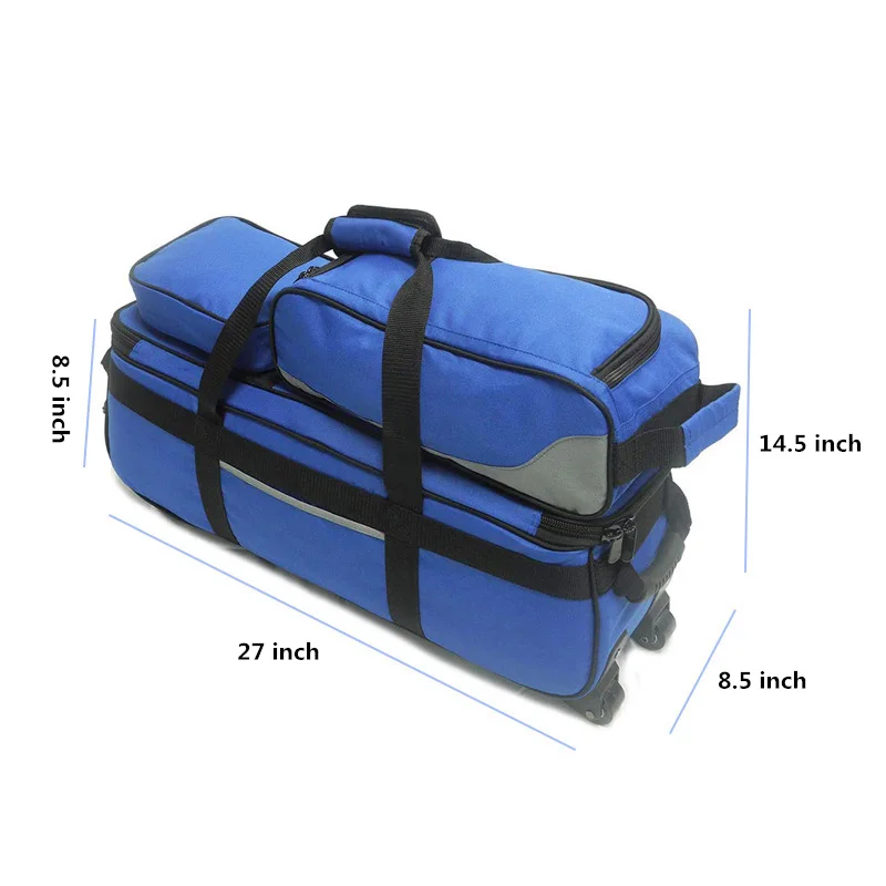 High Quality OEM Custom Wheel Trolley 3 4 Four Roller Bowling Balls Bag Tote