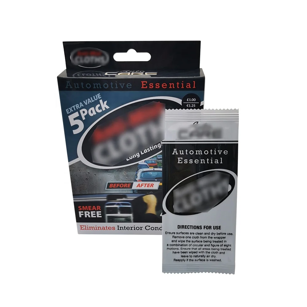 Conveniently packaged 5 packs non-woven fabric anti-mist cloths wet wipes