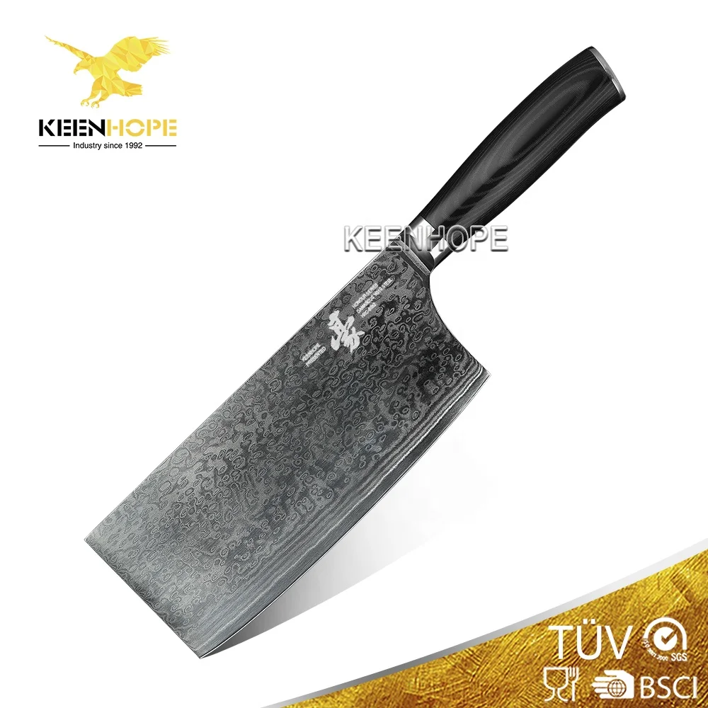 Hot Sale HEROISM 7 inch Cleaver Damascus Steel Knife Set 67 Layers VG10 Core G10 Glass Fiber Handle Drop Stocked Kitchen Knife