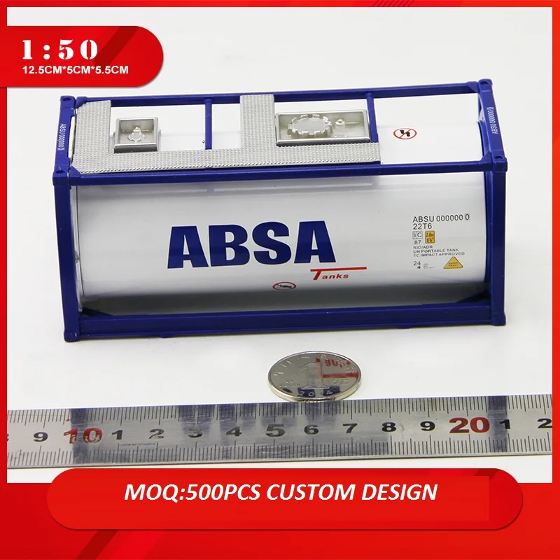 1:50 ABSA High Simulation Alloy Tank Container Model Gas Liquid Oil Car Model Ornaments Diecast Model For Collection