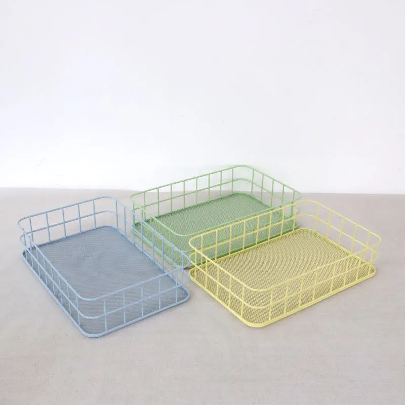 Iron Wire Basket Rectangle Metal Hot Sale Wholesale Custom Accpetive Household Storage Type White Carton Foldable Modern