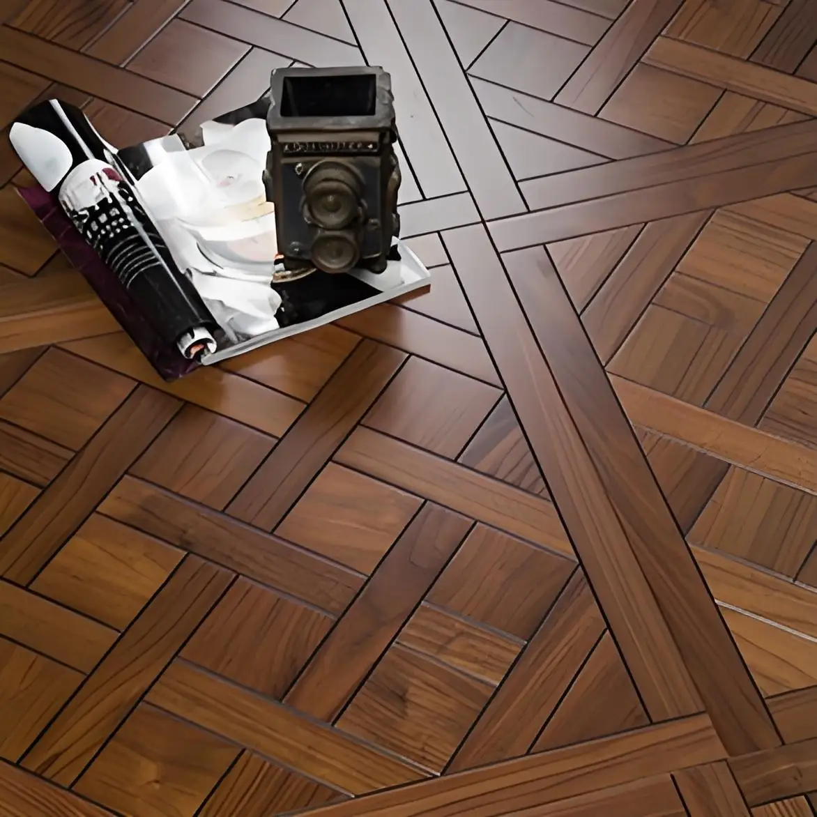 Wooden Floor Tiles Engineered Wood Flooring Walnut Parquet Antique Home Natural Ecological Bedroom