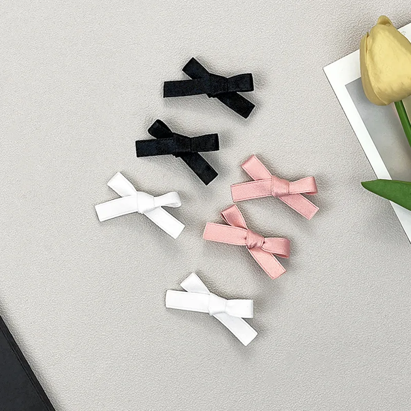mini size custom color Sweet and Lovely Ribbon Bow Hairpin Simple Side Clip Bangs Hairpins baby girls hair bows clips