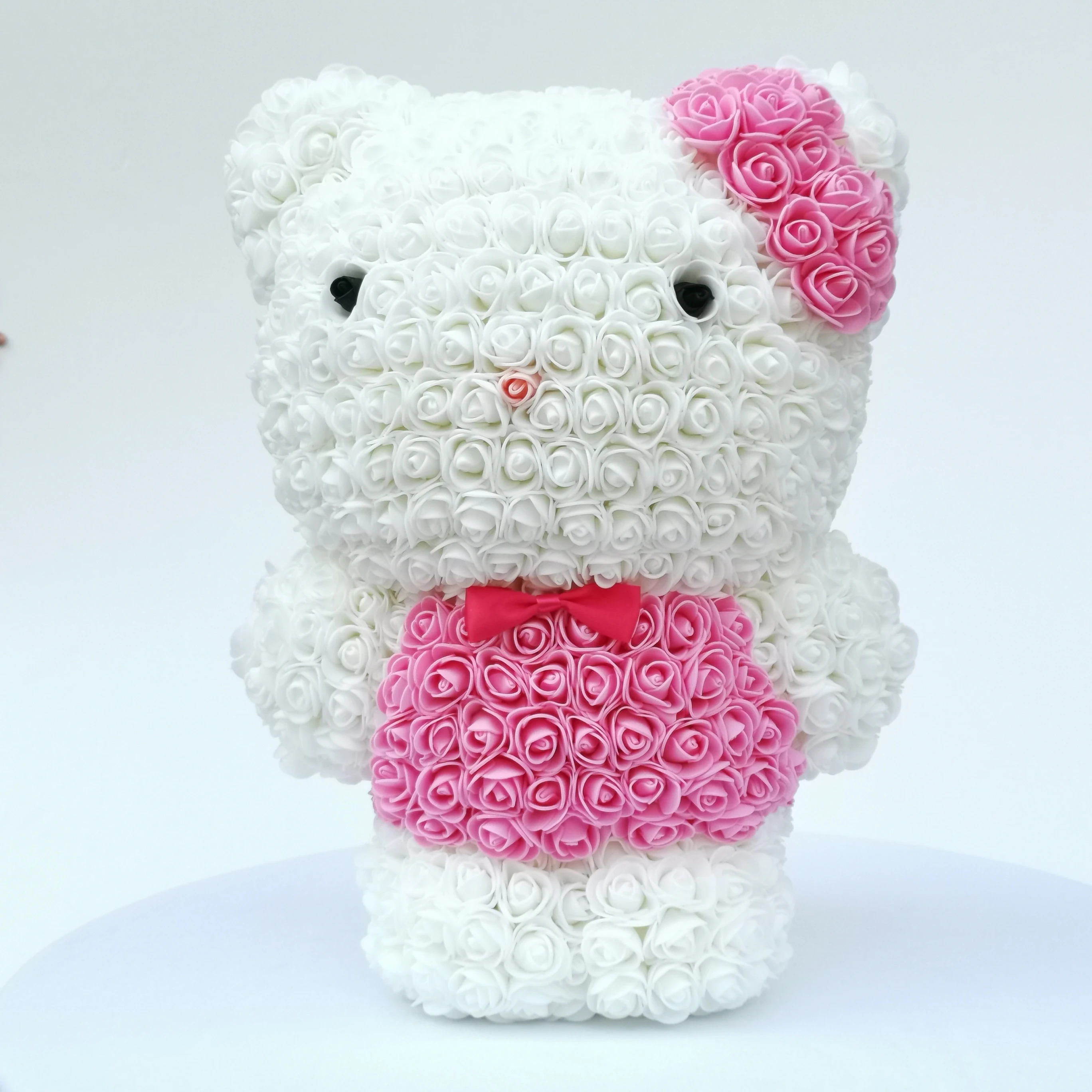 Factory Wholesale Price Hello Kitty Artificial Flower Rose Bear With Heart for Anniversary Christmas Valentines Gift