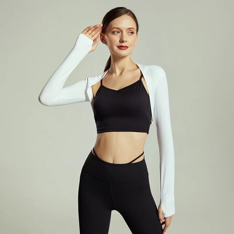 2022 Custom Logo Sports Wear Soft Elegant Waistcoat Dance Shawl Gym Crop Top Workout Wear Women Fitness Yoga Top