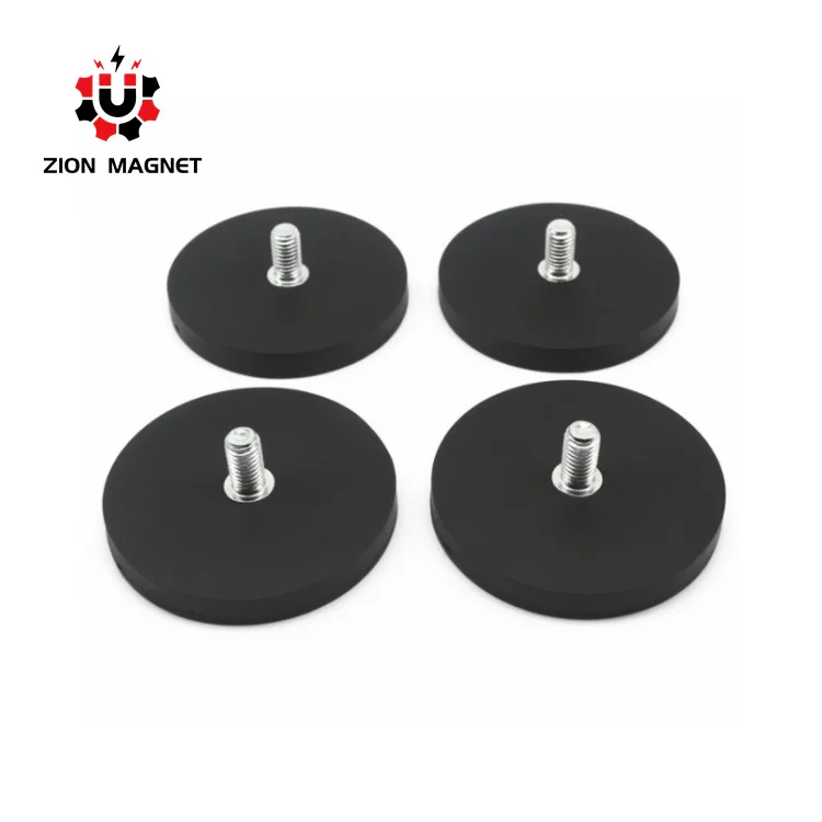 Wholesale Permanent Pot Magnetic Rare Earth Ndfeb With Rubber Coating With External Thread
