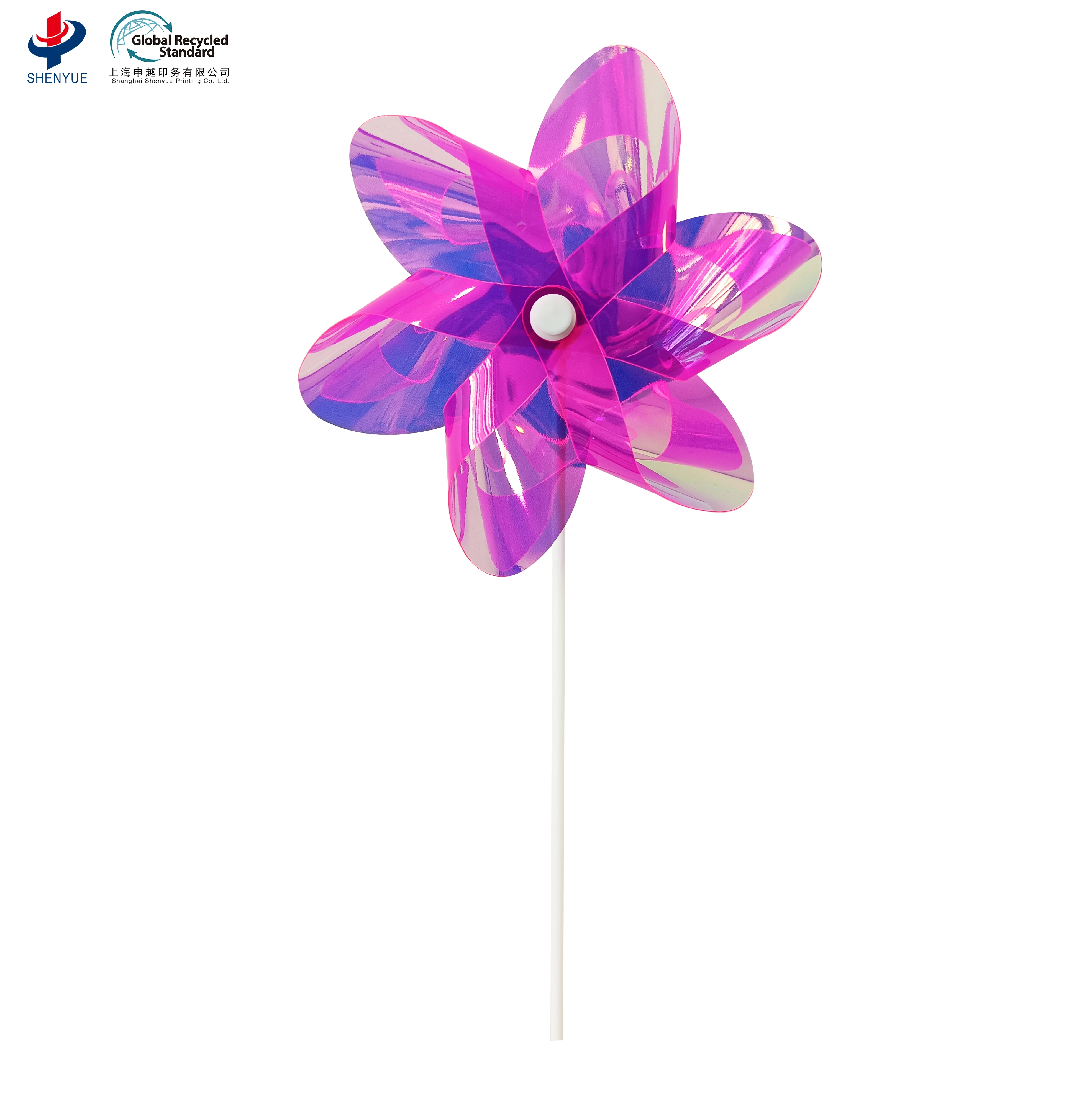 2023 6 leaves new iridescent pinwheel PET eco-friendly garden windmill decor children toy