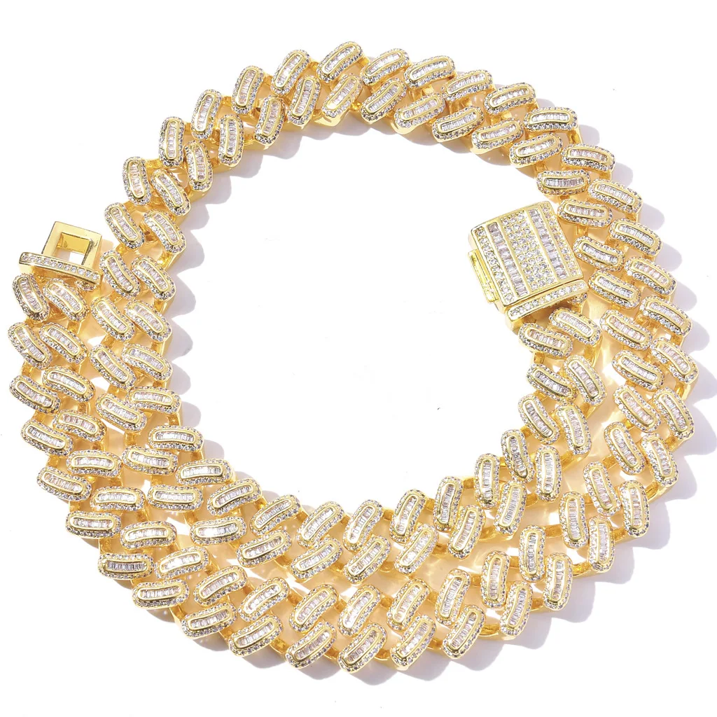 
New Arrival 15mm men gold chains necklace Bling Iced Out diamond necklace chain jewelry 