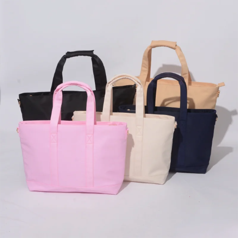 Low MOQ Stock Nylon Durable Bags Women Handbags Ladies Embroidery Patches Logo Tote Bags Large Capacity Tote Bags