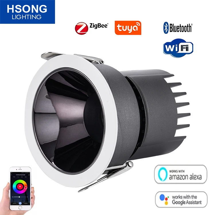 Indoor lighting Zigbee Wifi Cct Tuya Dimmable Color temperature RGB Smart Led Downlight