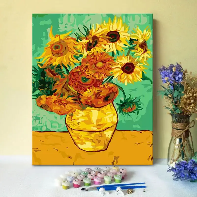 Новая цифровая картина маслом от Van Gogh, нарисованная вручную, цифровая картина маслом для домашнего декора