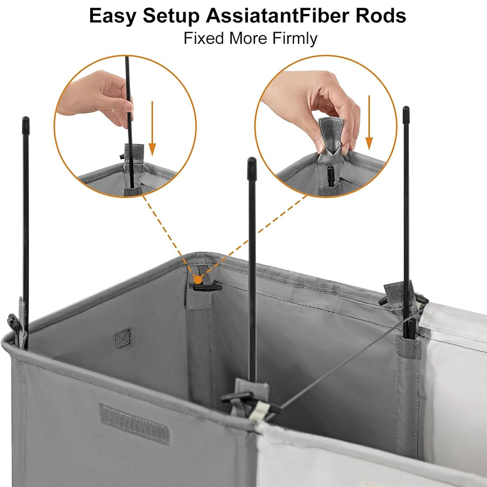 Durable 230L Laundry Basket with 3 Compartments Removable Laundry Bags Oxford Fabric Laundry Hamper