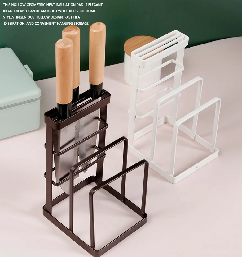Cheap Price Kitchen cutting board rack vertical knife holder pan and pot lid organizer rack holder knives rack