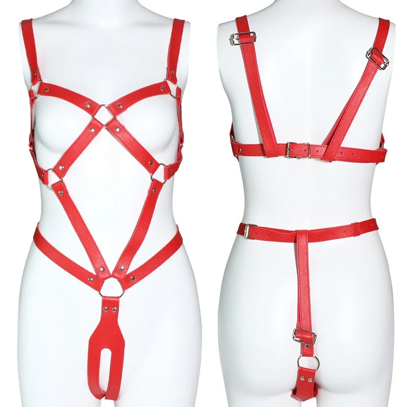 Sexy Female One-Piece Leather Bondage Gear Alternative Adult Sex Toys for Couples