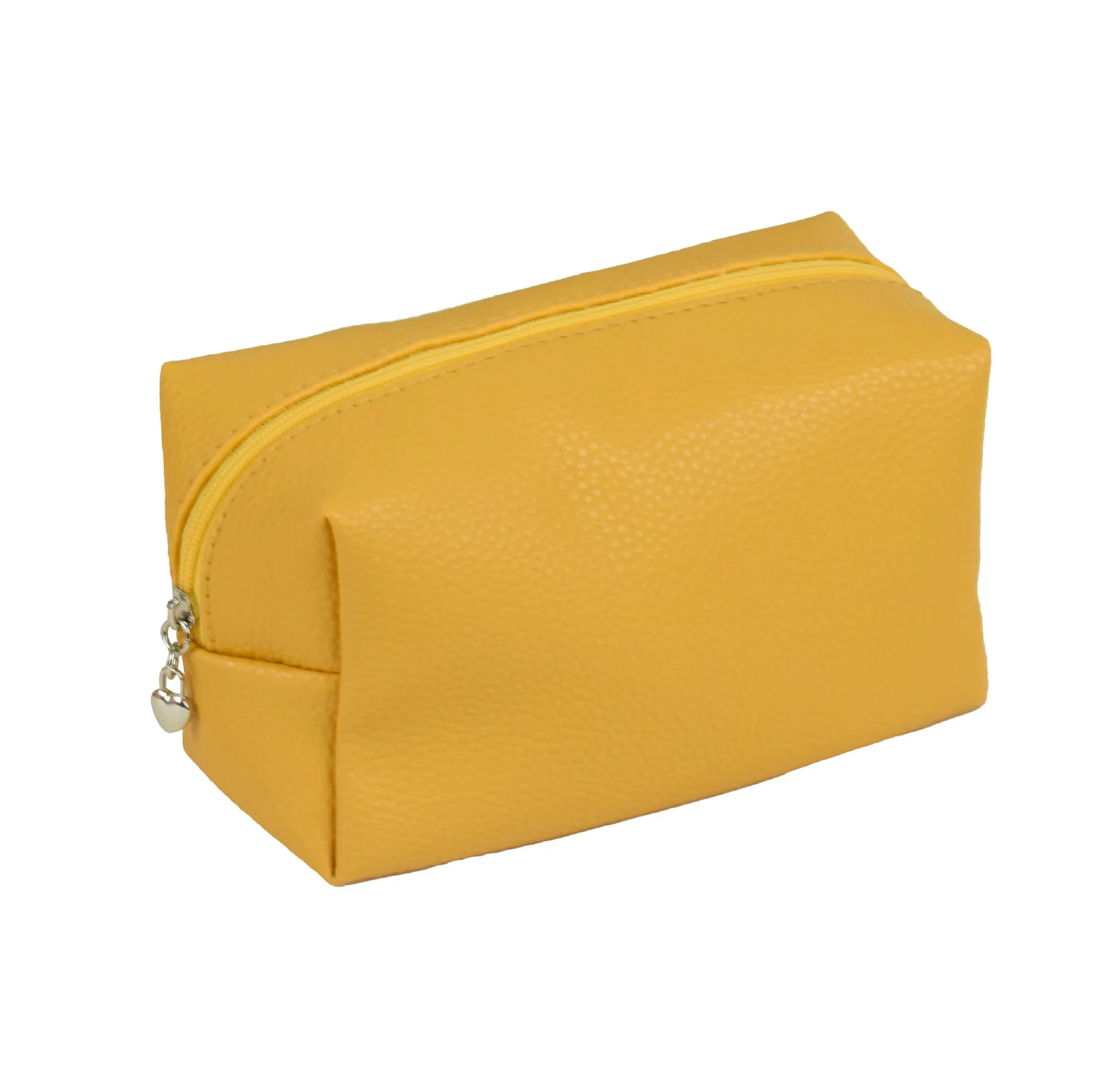 pure color vegan PU leather cosmetics bag