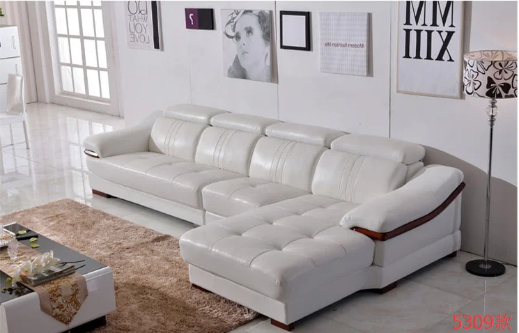 2022 Latest Design Italian White Leather Sofas Luxury Furniture Chaise Lounge Modern Living Room Leather Sofa Set