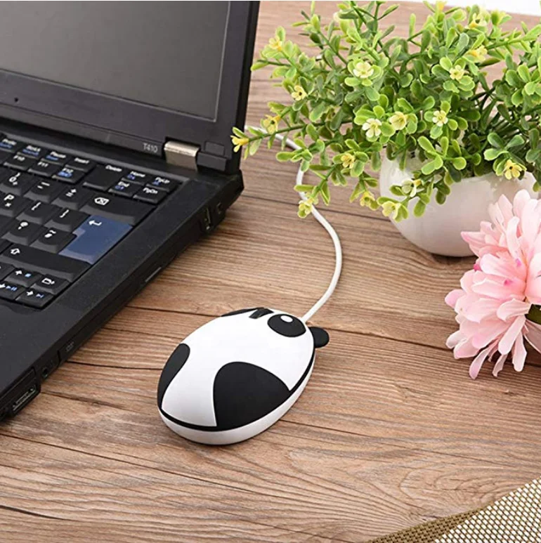 Custom LOGO Cute 2.4Ghz Wireless Mouse Cartoon Animal Panda Shaped Rechargeable Optical Mini Small Mice