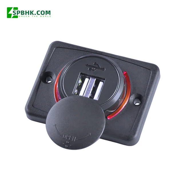 DC 12V Flat Surface Panel Mount Dual Socket 3.1A Car Seat USB Bus RV Accessory Boat Fast Charger 12-24V