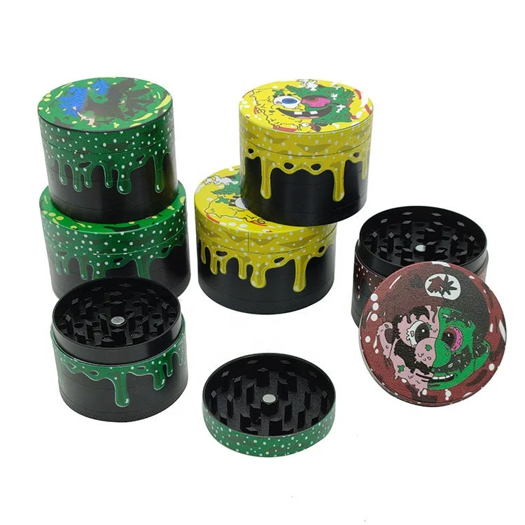 2022 New Design 50MM 4 Parts Zinc Alloy Metal Cartoon Backwoods Herb Grinder Tobacco Custom Logo Dry Grinders Wholesale