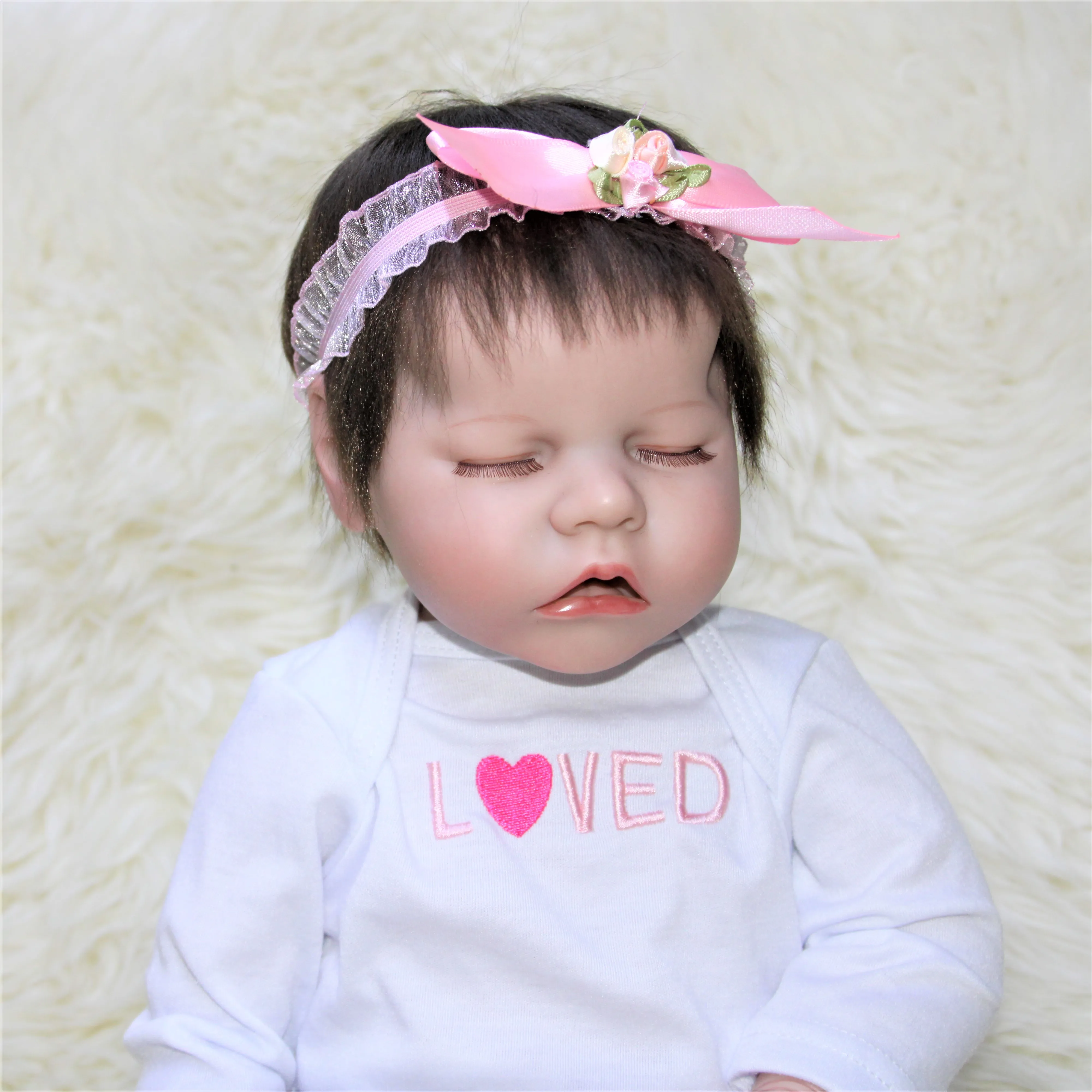 
18 Inch Reborn Baby New Born Black Dolls Lifelike Toy Soft Silicone Vinyl Doll For Kids 