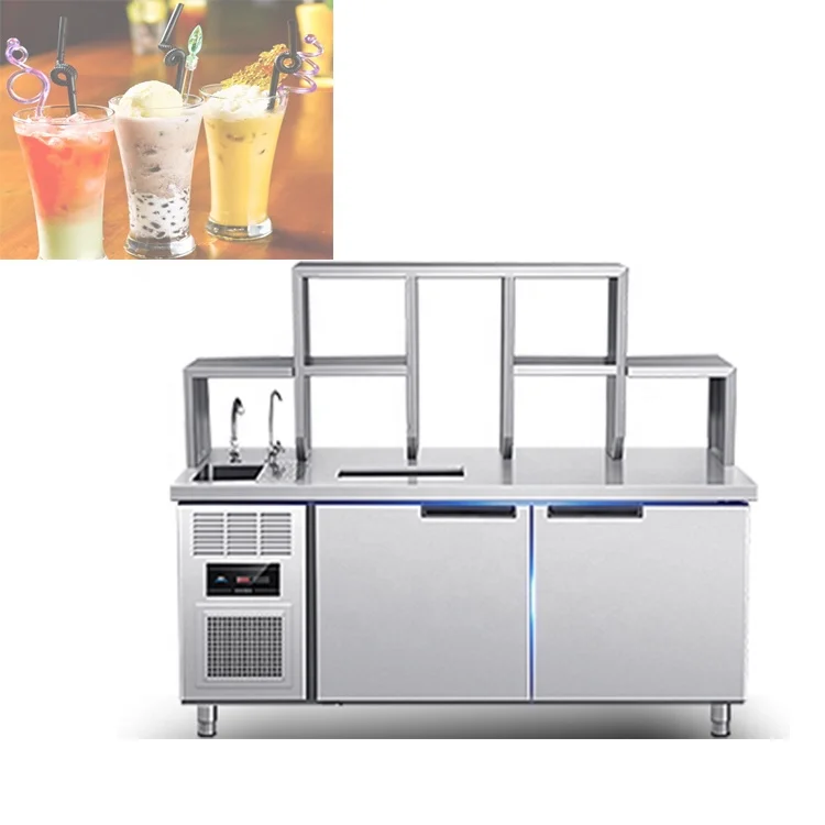 Professional Customized hot/cold drink snow gram salad station multi-layer kitchen freezer desktop storage rack