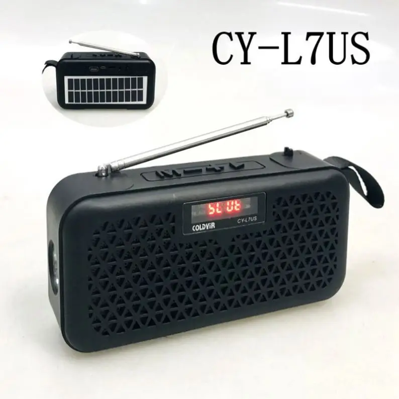 Wholesale price low price Solar charger Portable FM am sw  radio with USB slot, wireless blue tooth 5.0 LED light, solar panel