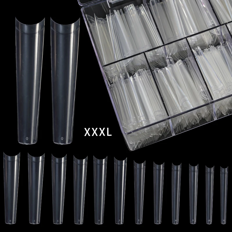 3XL Fake Nail Artificial Press On Long Denim Armor Piece Clear Half Cover False Nail Tip French Manicure Tool 600pcs