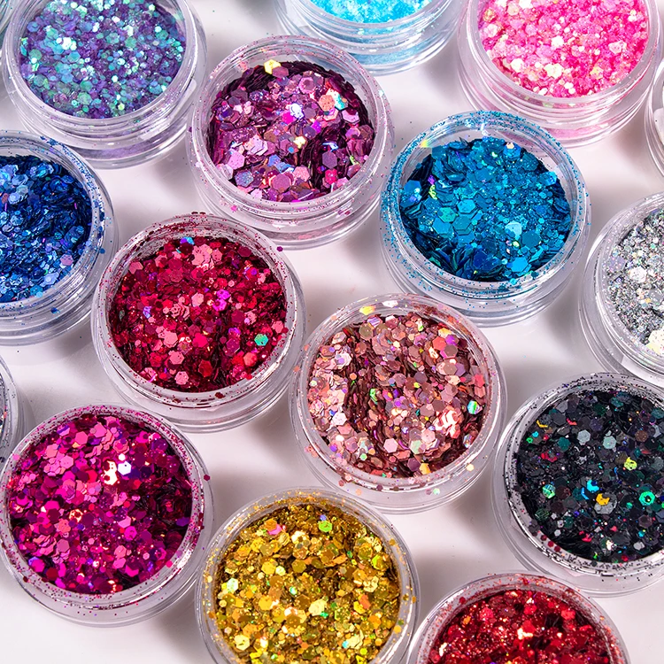 New 20 Colors  Custom Private Label Facial Nail Laser Glitter Powder Large Sequins Eyeshadow DIY Eye Makeup