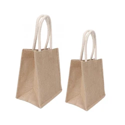 Promotional wholesale custom logo printed tote shopping jute hemp bag