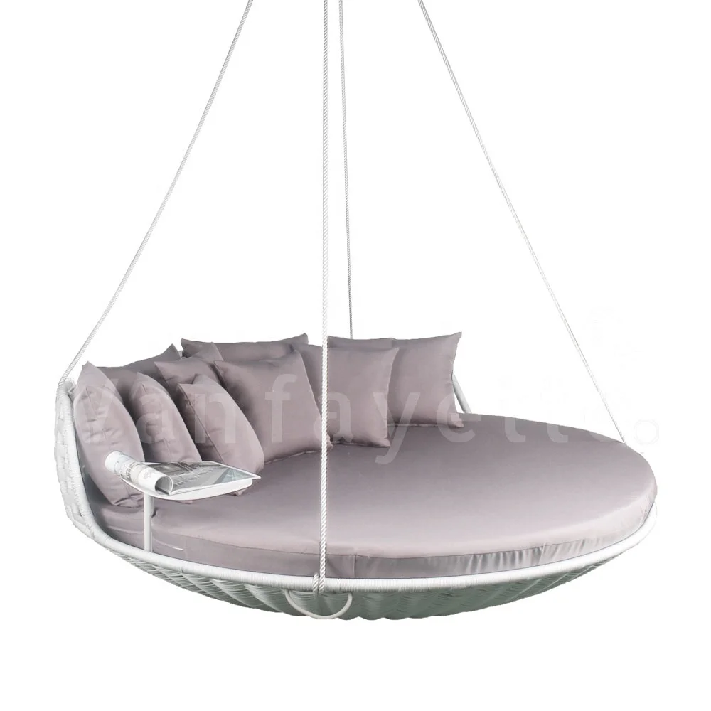 Garden Outdoor Furniture Round Rattan High End Luxury Swing Lounge Bed with Side Table Ride High CG