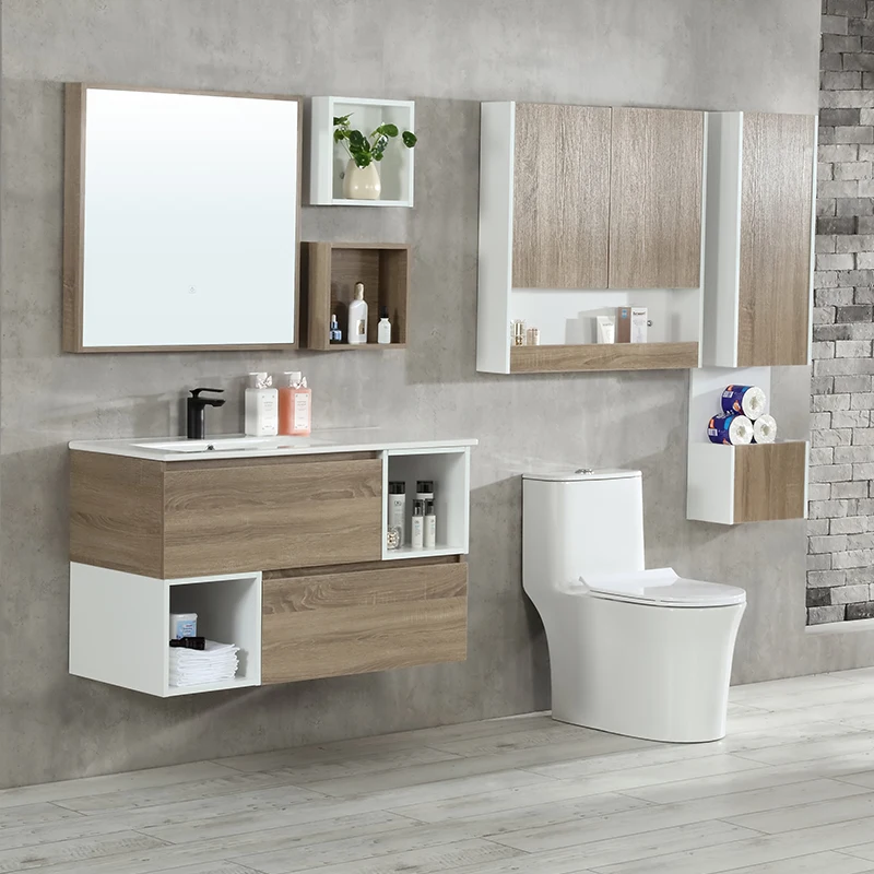 Modern Bathroom Furniture Set High Quality Bathroom Vanity Mirror Solid Wood Bathroom Cabinet Set