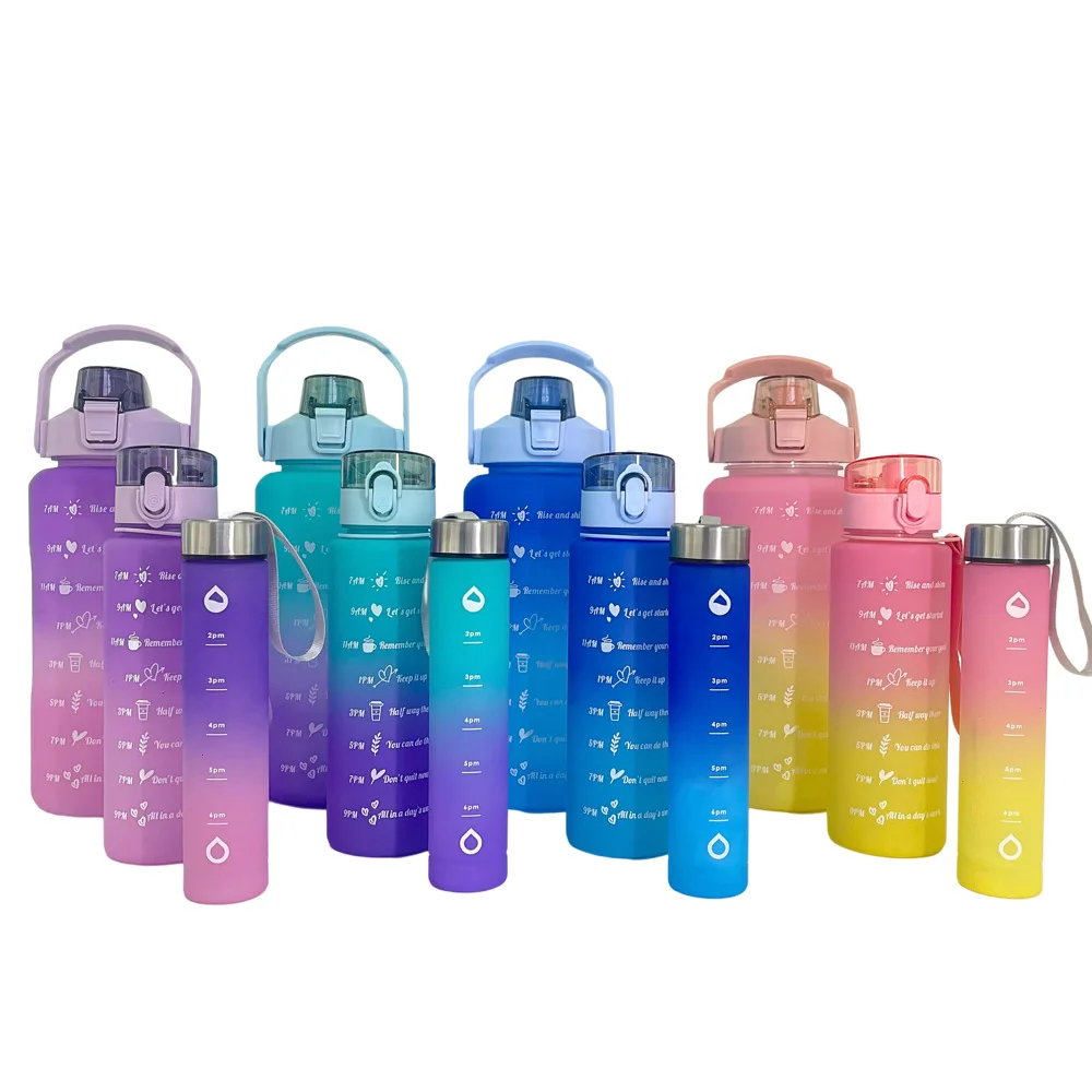 Wholesale Low-Priced Three In One 2000ml Fitness Travel Sports Drinking Transparent Plastic Wide Mouthed Water Bottle With Lid