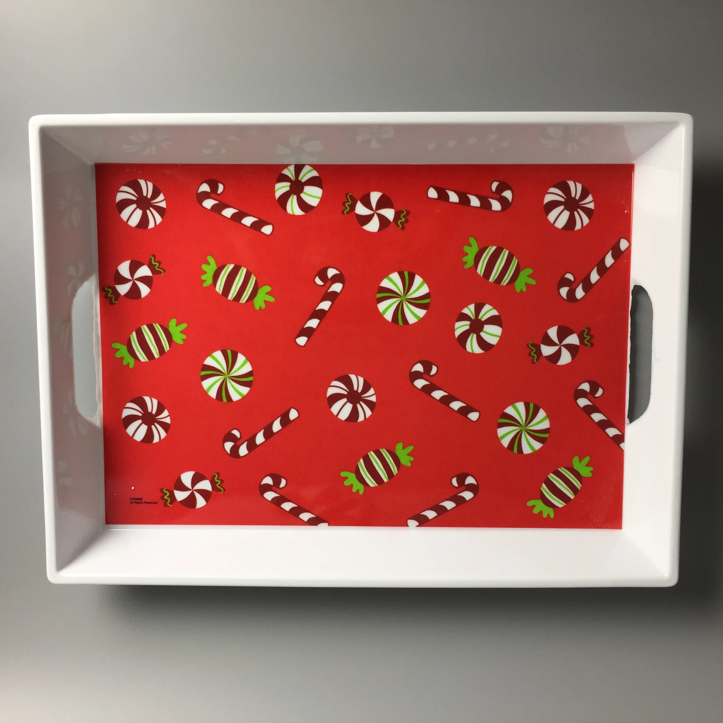 rectangular long large plastic melamine tray party use tray with handles