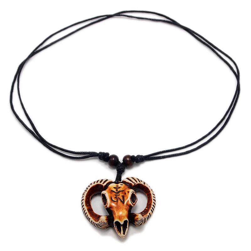 FX007 Bone necklace Argali sheep skull pendant Cool men Choker Retro Jewelry Tribal style Imitation Yak Bone necklace Amulet