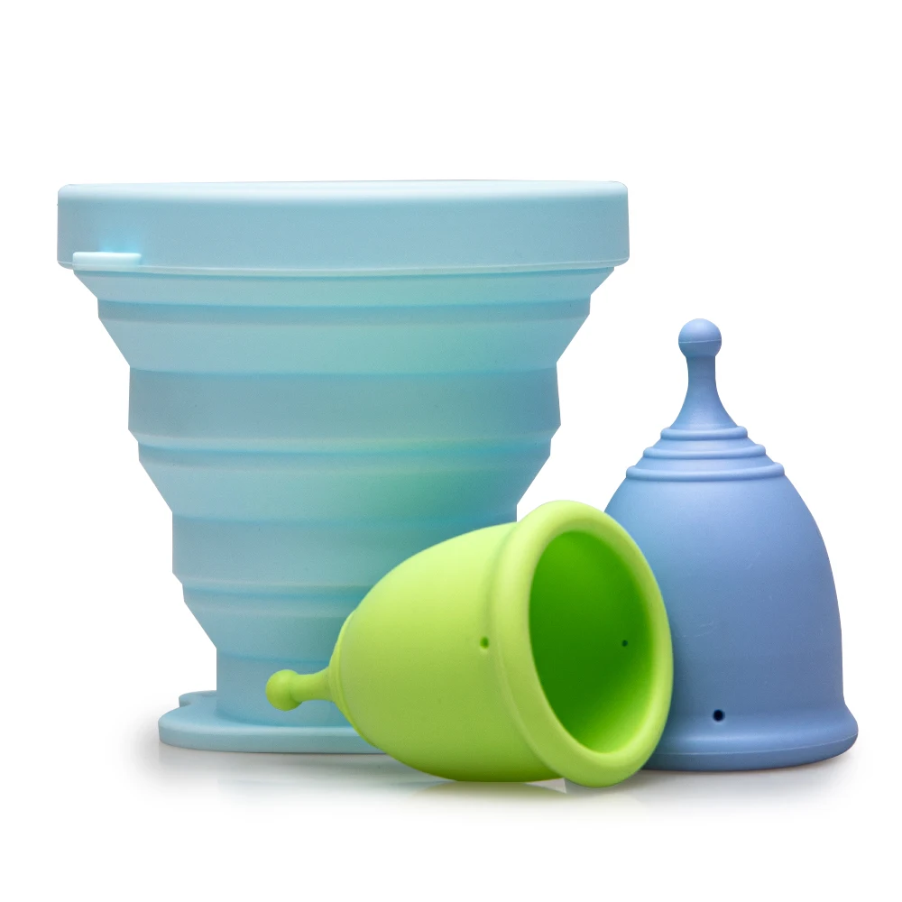 Silicone Menstrual Sterilizer Cup and Clean Menstrual Cup Sterilizer Case Folding Menstrual Cup