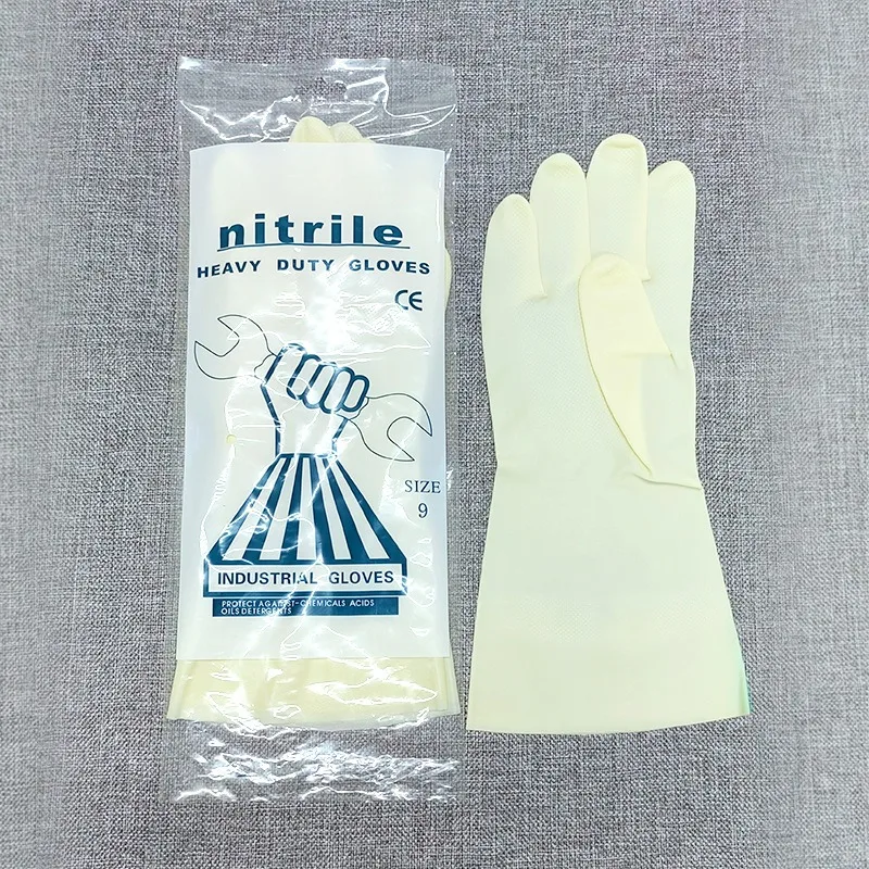 Nitrile smooth lining gloves Puncture resistant rubber gloves Wear resistant latex dish washing gloves Kitchen cleaning laundry