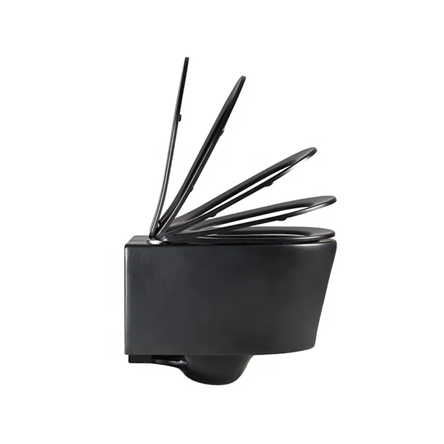 ANBI Rimless Matt Color Wall Mounted P Trap Hanging Black Inodoro Toilet