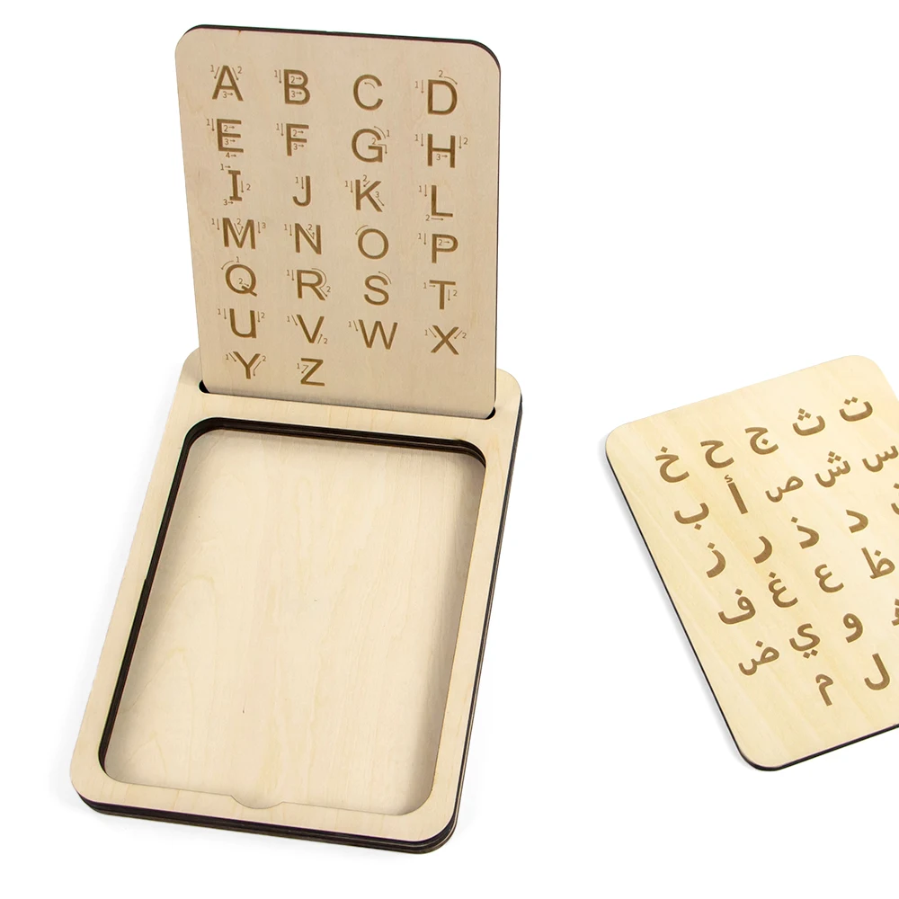 Education Montessori Arabic Alphabet Board Wooden Toys Customizable Wooden Sensory Toys for kids