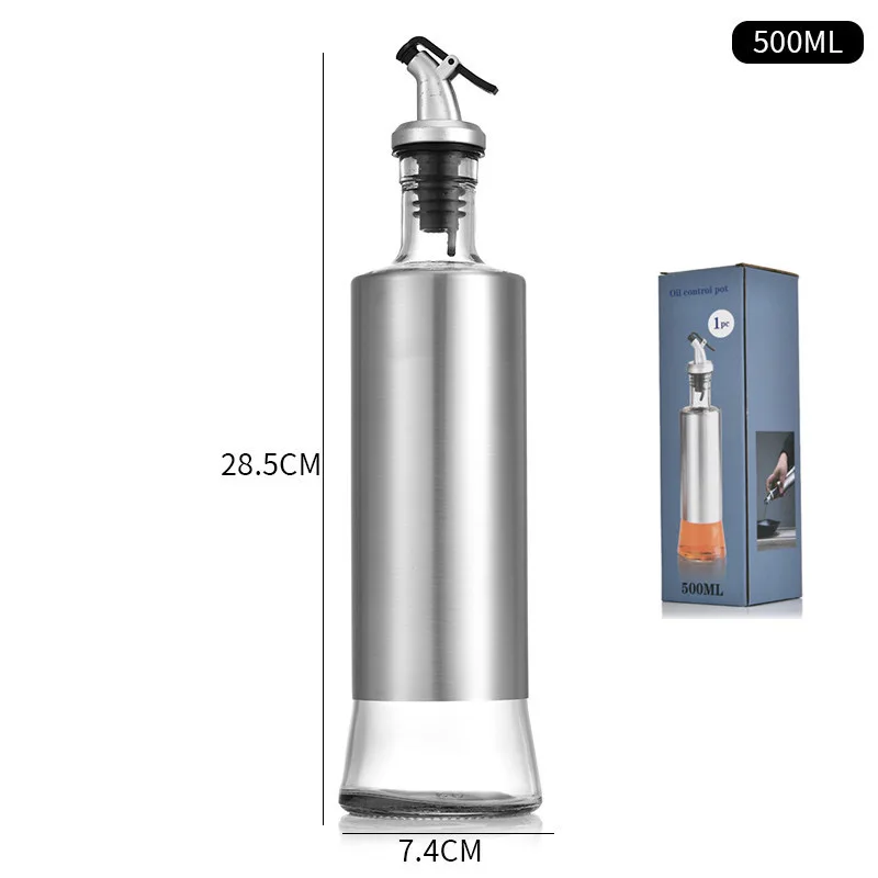 Stainless Steel Olive Oil Vinegar Dispenser Jar Seasoning Condiment Pot Bottles Container Kitchen Storage Tools Kitchen Tools