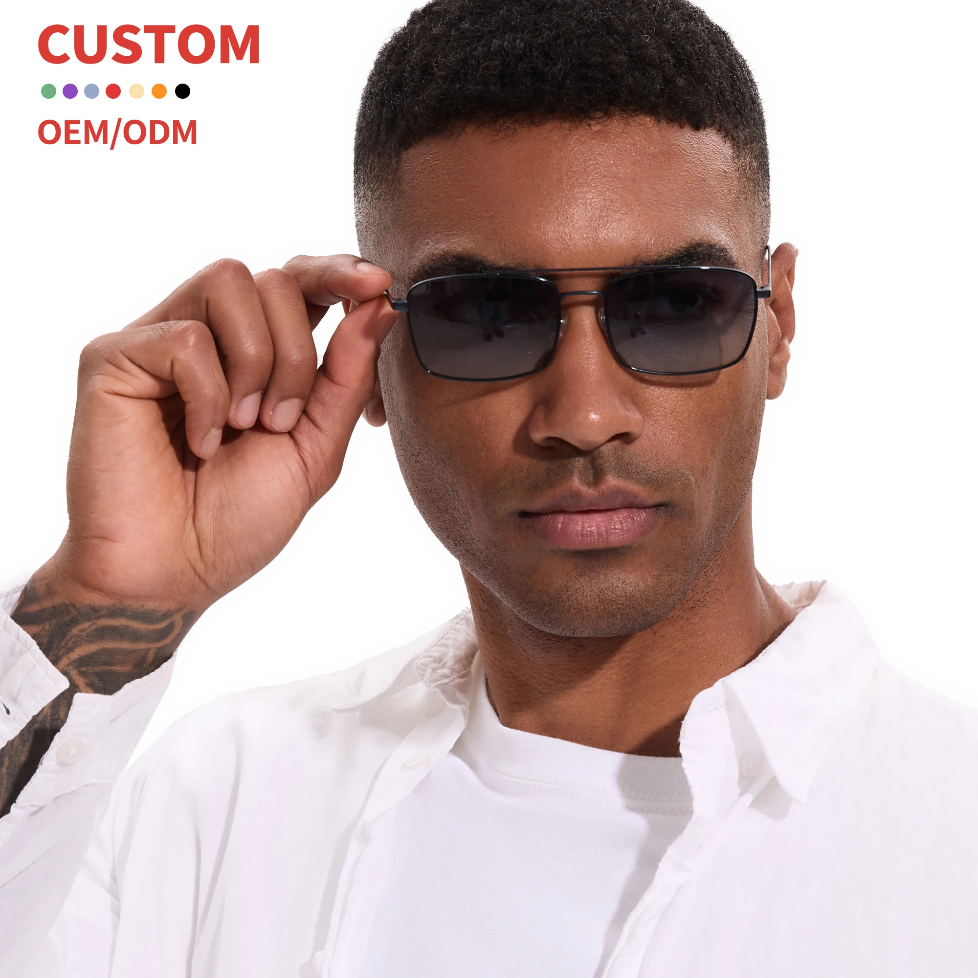 Quality Metal Square Eyewear New Style Metal Sun Glass custom Fashion Polarized Trend Designer Sunglasses For Men