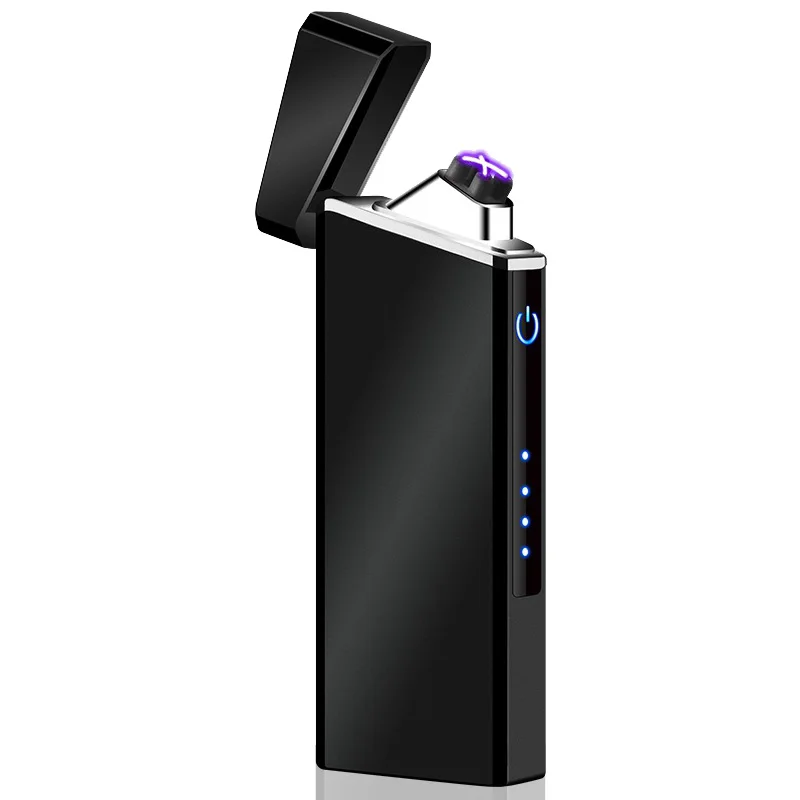 Double Arc Electric USB Portable Metal Lighter Touch Sensor Finger Printing Design Modern Zinc Alloy Camping Smoking Gift Giving
