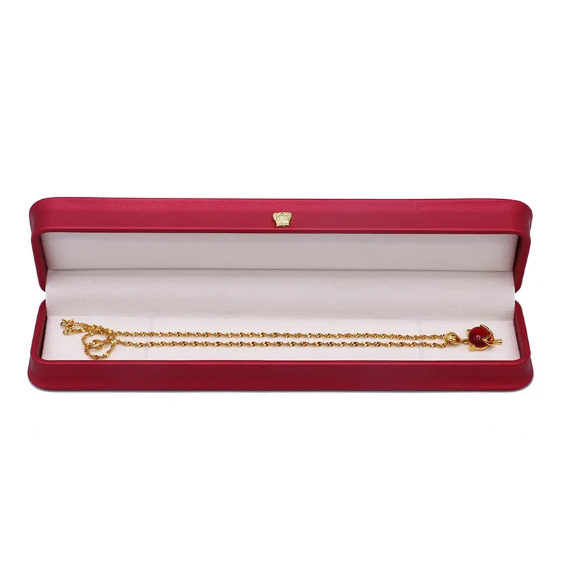 Factory Custom red color luxury jewelry gift Box packaging with Jewellery high grade PU leather Wholesale