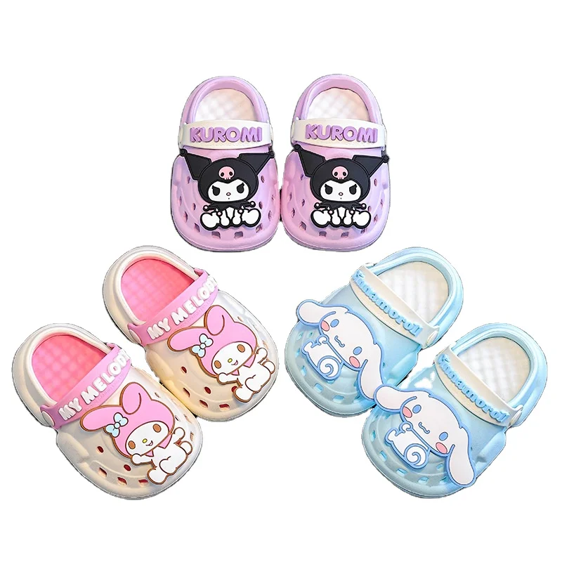 2024Anime Sanrioed Children Slippers Kuromi My Melody Kawaii Summer Outdoors Beach Anti-Slip Sandals Baby Toys for Girls