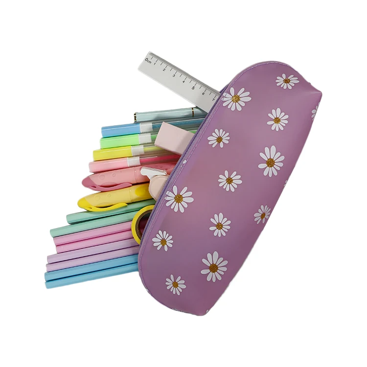 Attractive Price New Type Purple Pencil Case Daisy Flower High Quality