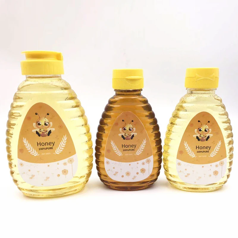 Empty Transparent Honey Jar Ketchup BBQ Sauce Bottles Plastic Squeeze PET Bottle With Lid 180ml