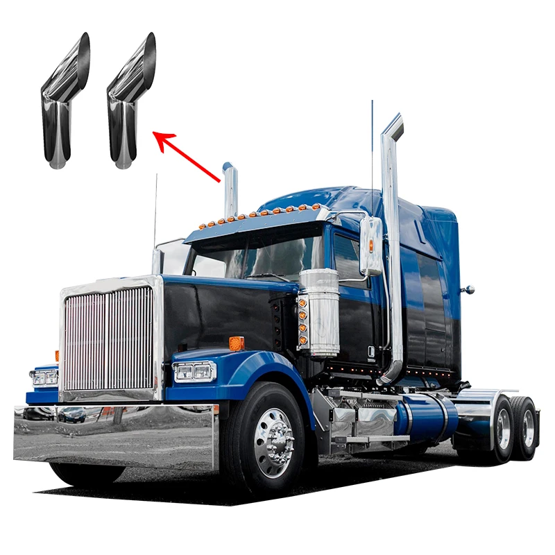 Customized Size America Muffler 201 Stainless Deer Guard Steel Top Diesel Stack Semi Truck Chrome Exhaust Pipe